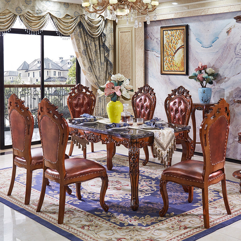 Luxury Rectangular Marble Dining Table Sets, 30.7"H x 55.1"L x 31.5"W