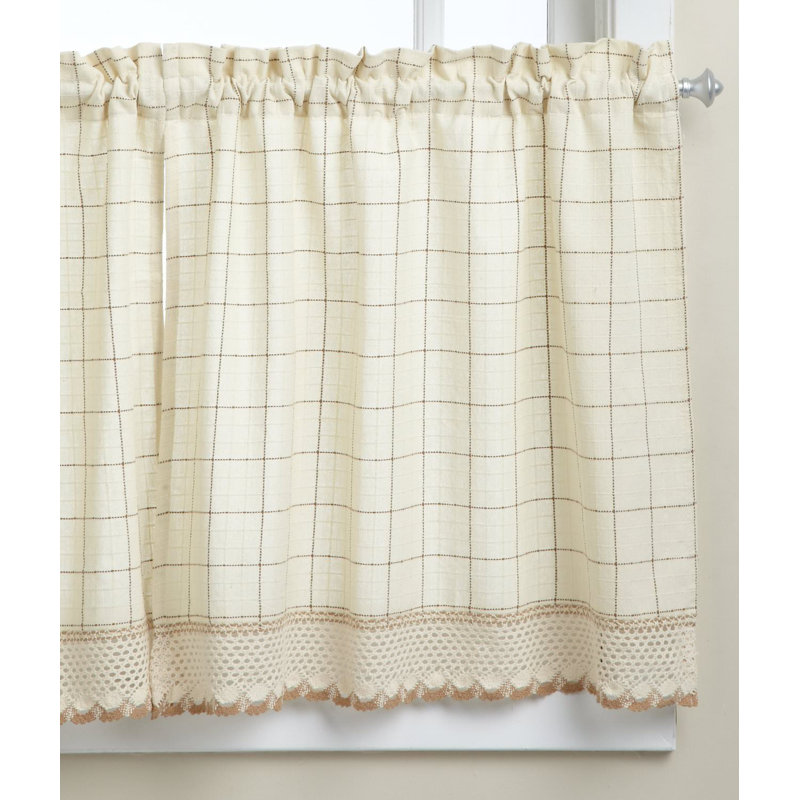 Cripe Cotton Plaid Ruffled Cafe Curtain, 60" W x 24" L