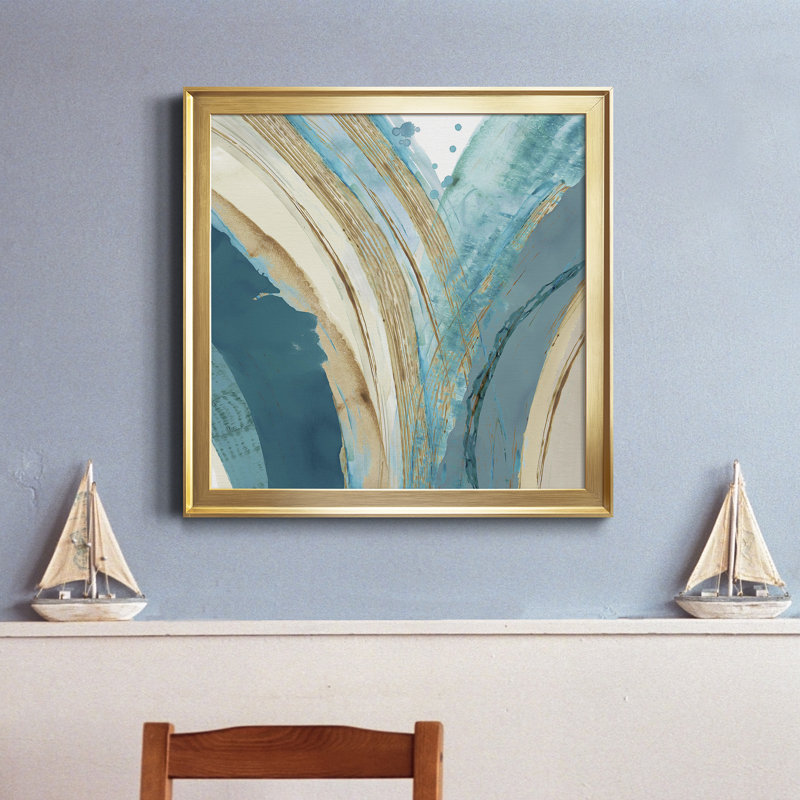 «Made Blue Waves IV», reproduction encadrée de qualité supérieure - prête à être accrochée, H 31,5 po x l 31,5 po x P 1,5 po