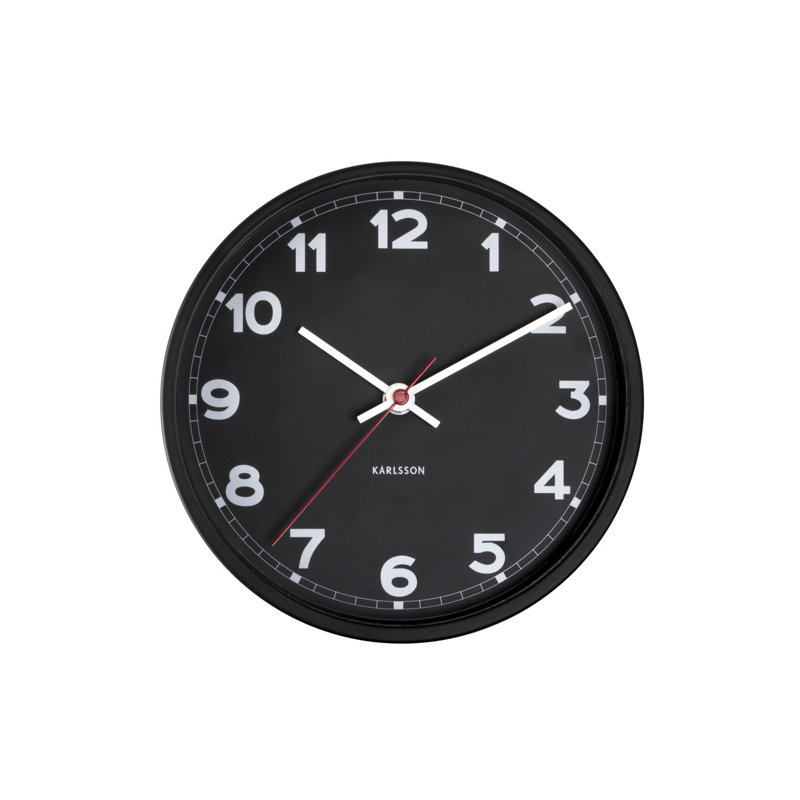 Metal Wall Clock, Black, 4cm H x 25cm W x 20cm D
