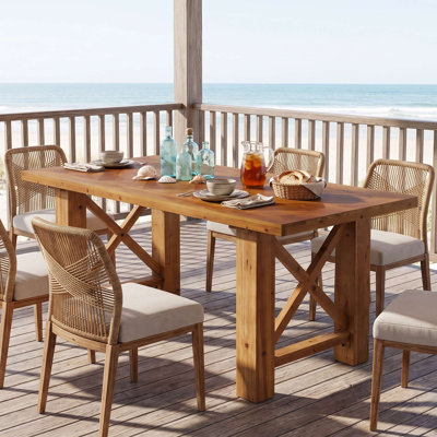 Farmhouse Solid Wood Rectangular Dinner Table with Cross Base and X-Frame