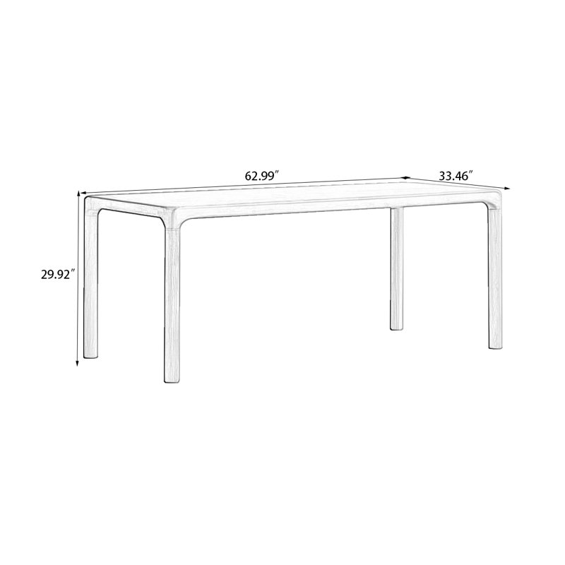 Table de salle à manger Burlywood, H 29,92 po x L 62,99 po x l 33,46 po.