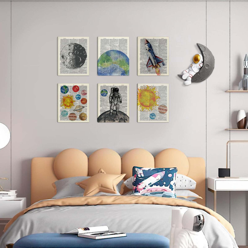 Space Exploration Canvas Wall Art, Solar System Wall Decor,20x25cm