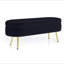 Banc de rangement repose-pieds ovale en flanelle avec pieds en métal - noir (43,5 po x 16 po x 16 po)-134096992