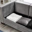 Design moderne en velours à 5 places avec accoudoirs carrés décorés de clous argentés, sièges confortables à haute élasticité, housses de coussin amovibles, rangement sous le comptoir, pieds en bois massif avec accoudoirs 2 et 3 places-1389005299