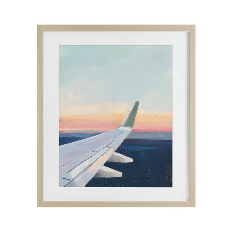 «Airfly Wing Sunset», impression sous verre encadrée, design par The Prints Vibe, 16 x 13, Harvest Pine Under Glass Framed