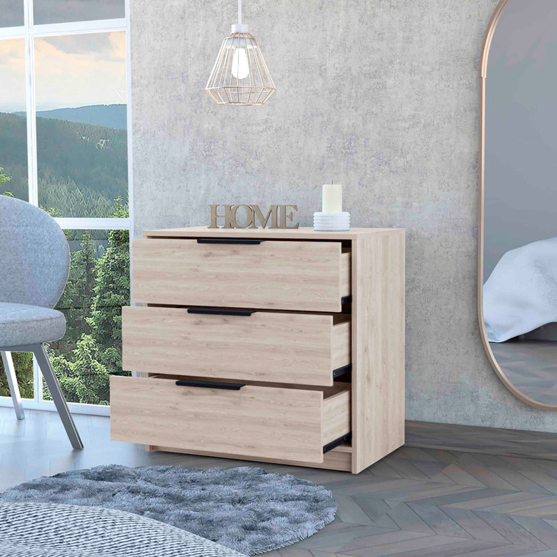 Commode à trois tiroirs, Gris clair