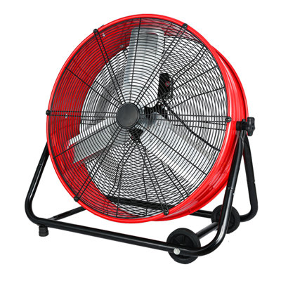 Industrial Fan 24 Inch Heavy Duty Drum 3 Speed 8900 Cfm Air Circulation High Velocity Fan For Warehouse, Workshop, Factory, Commercial, Residential And Greenhouse Red