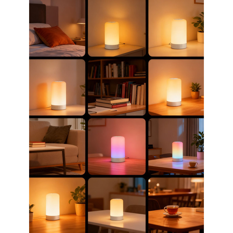 Lampe de table RVBICWW avec contrôle d'application, lampe de bureau à DEL tactile avec synchro musicale, plus de 30 scènes dynamiques et 16 millions de couleurs, veilleuse à changement de couleur à intensité variable pour le salon de la chambre à coucher