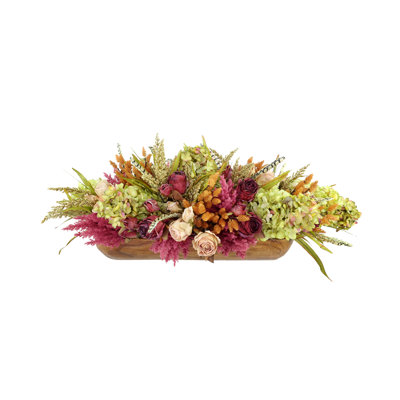 Fall Centerpiece with Hydrangeas and Roses