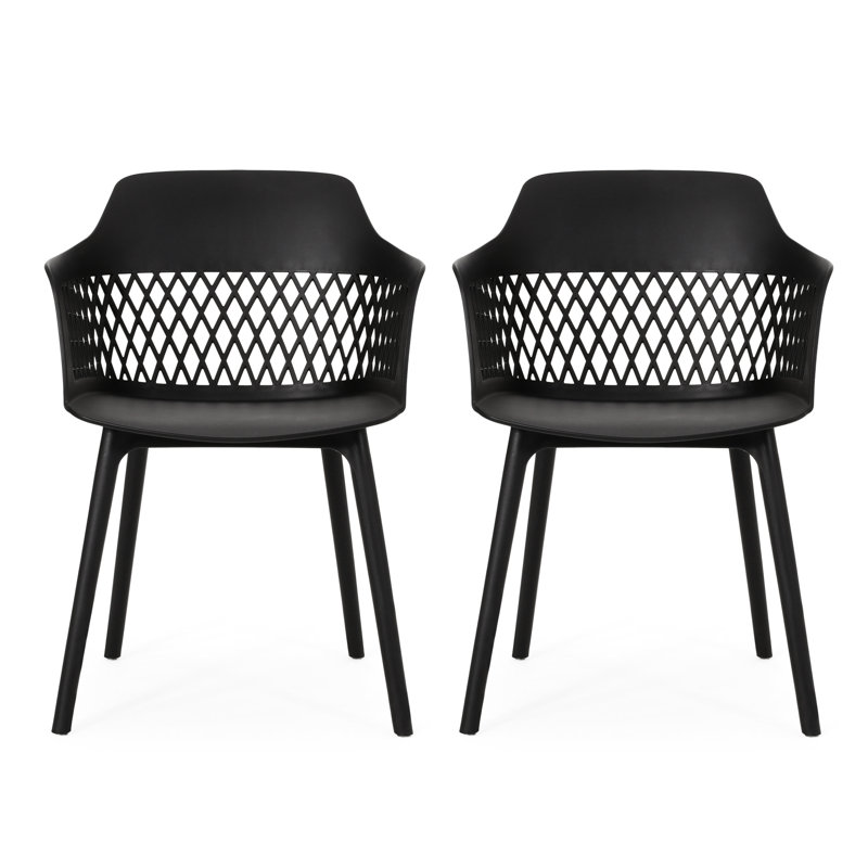 Azalea Outdoor Chair - To Weather, Strong Structure, Clean Lines, Black Polypropylene, 23In Deep, 21.5In Wide, 33In Tall, 12.28Lb Heavy Chair Frame, Simple Design, 23.09In D, 22.09In W, 33.82In H, Wt