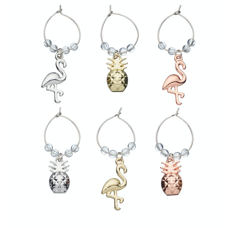 Tropical Pineapple and Flamingo Wine Charm