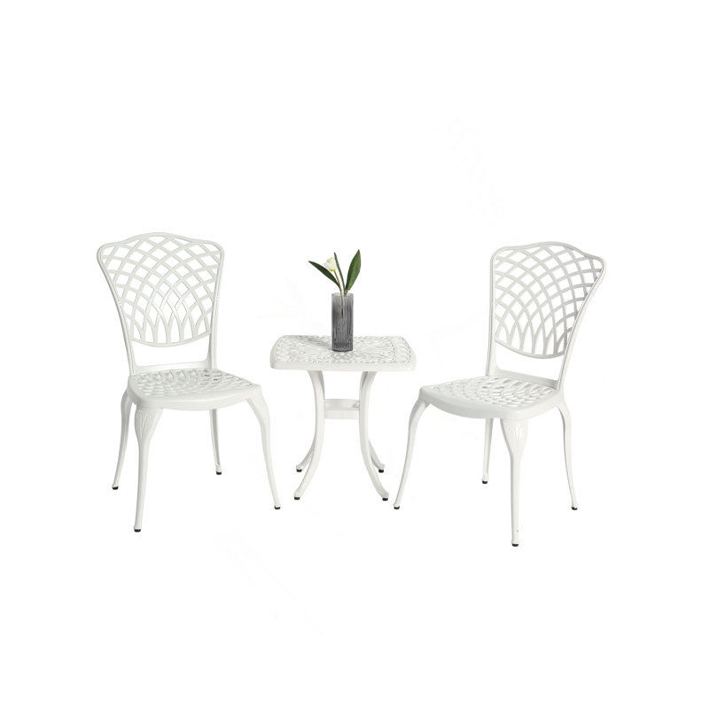 Bistro Set 3 Piece Rustproof Cast Aluminum Patio Furniture Sets 2 Chairs And 1 Round Table Outdoor, Garden,Patio, Balcony