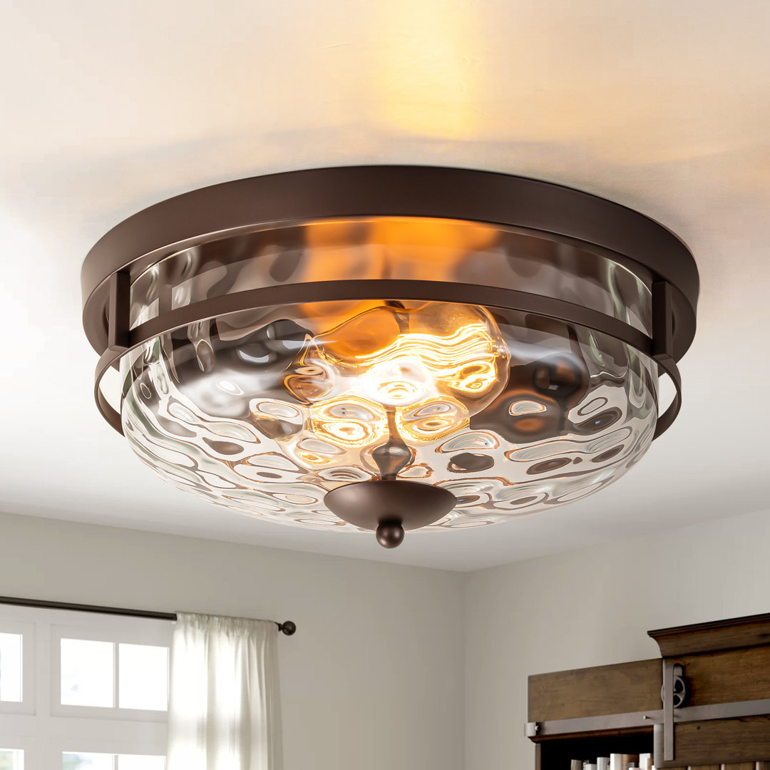 Boatner Flush Mount Ceiling Light With Clear Hammered Glass Beachcrest Home™ Fixture 