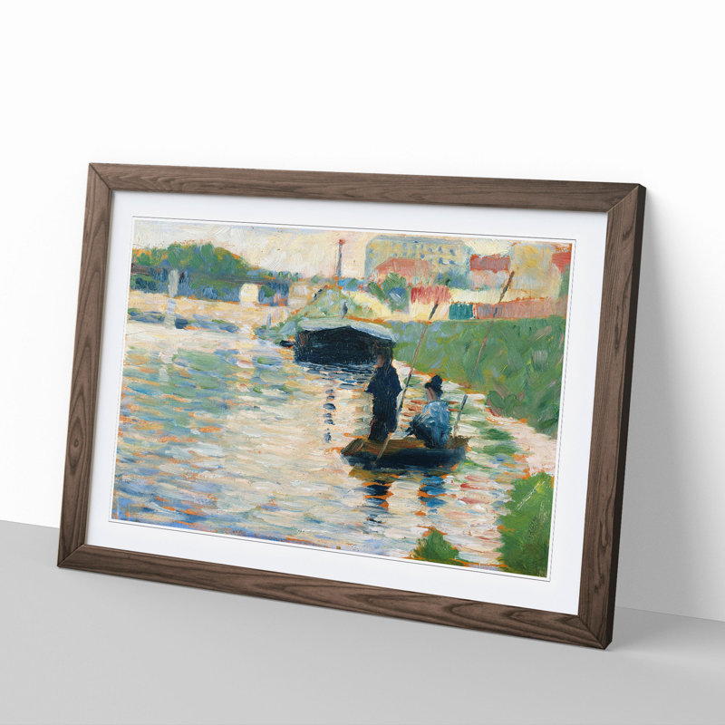 View of the Seine by Georges Seurat - Picture Frame Painting, Walnut, 48cm H x 65cm W x 2cm D