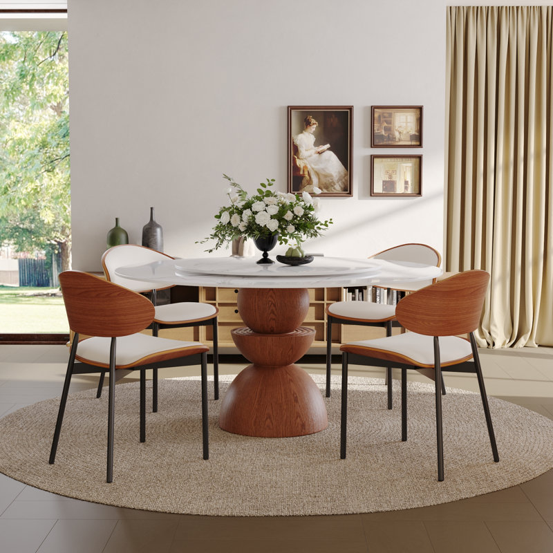 Round Conlon With Lazy Susan, 29.53"H x 47.24"L x 47.24"W, White