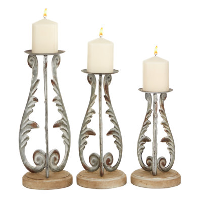 Ensemble de chandelles de table en métal 3 pièces