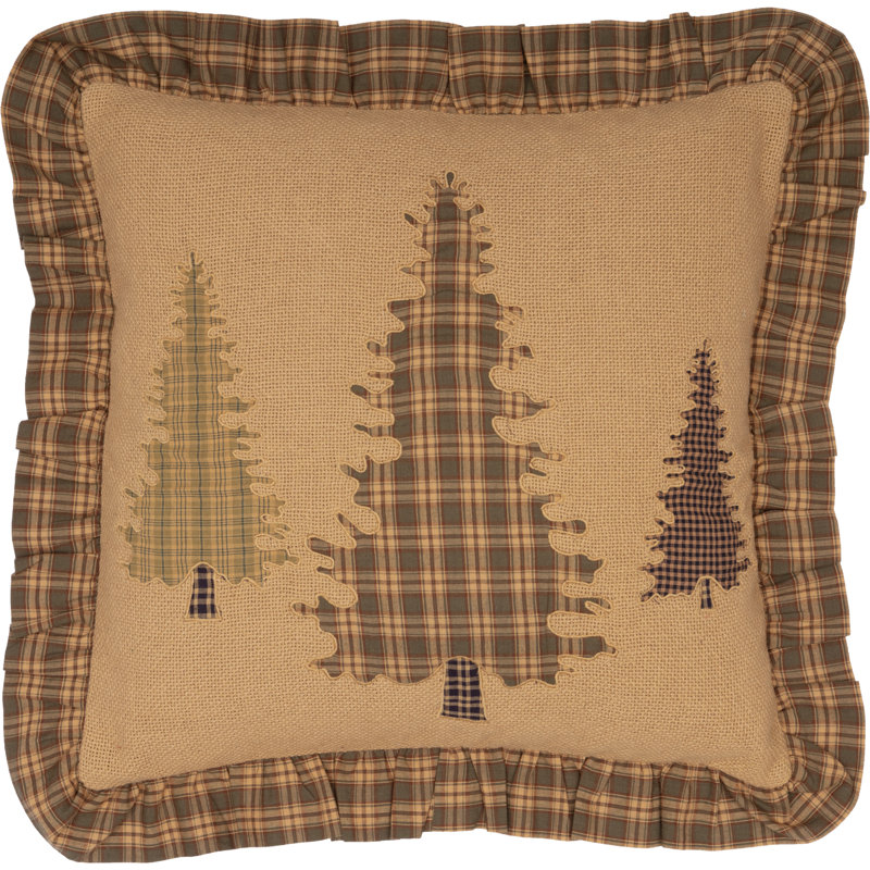 Cedar Ridge Tan Green Burlap Cotton Square Pillow