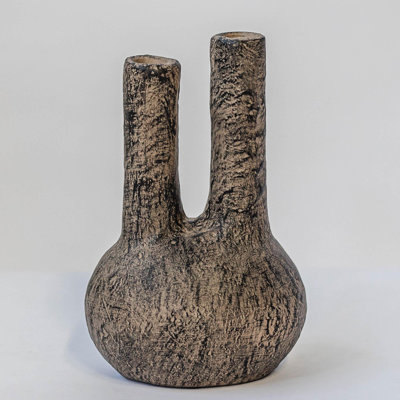 Vase mat et noir avec deux ouvertures