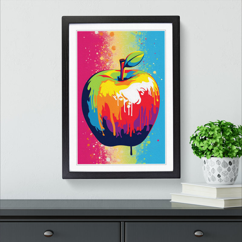 Apple Pop Art - Framed Print, 64cm H x 46cm W x 2cm D, Black Framed