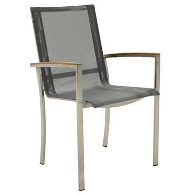 Avanti Stainless Steel Teak Outdoor Sling Stacking Armchair