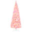 Arbre de Noël artificiel de 7,5 pi, décoration en flocons de neige rose et blanche, style crayon, lumières DEL chaudes, ouverture automatique, branches en plastique, feu, arbre d'assemblage facile en rose, floqué, forme, éclairage,