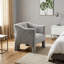 Fauteuil demi-tonneau en chenille moderne avec accoudoirs fermés unique pour le confort et le style-547195579