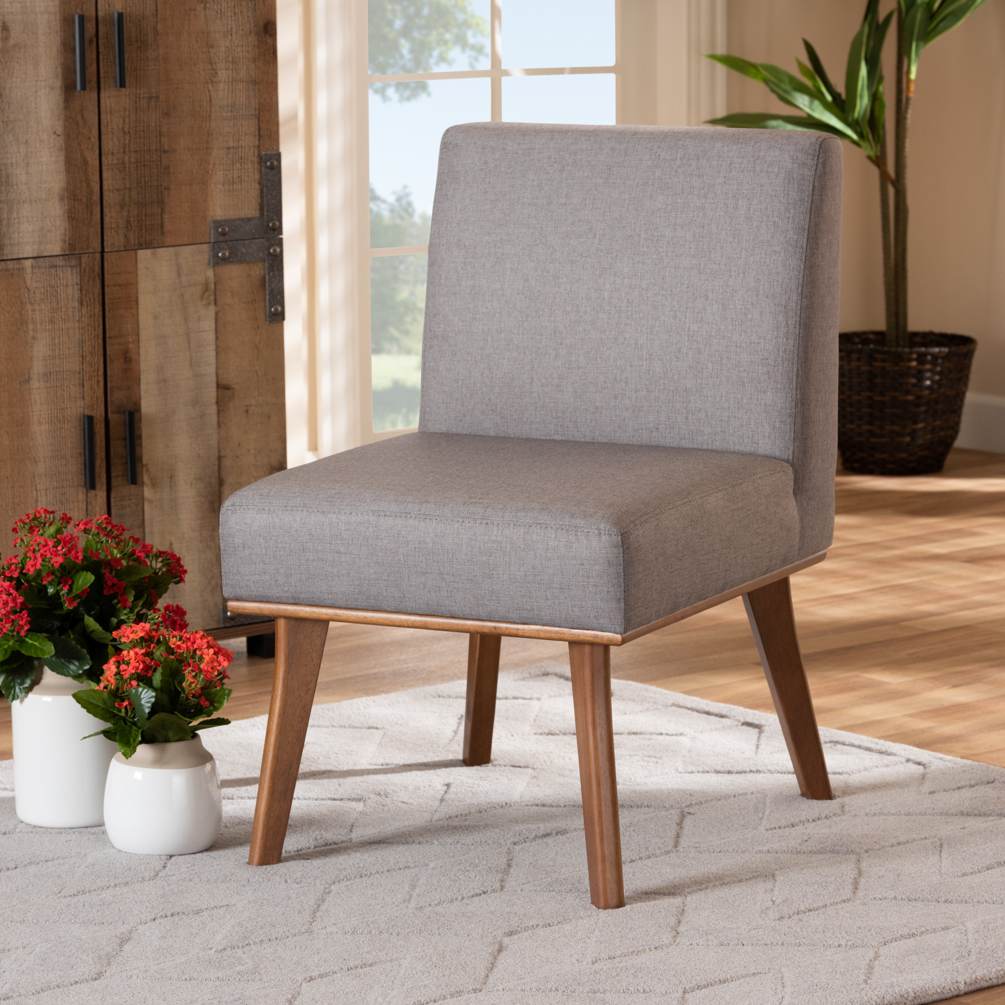 Corrigan Studio® Rhythm Mid-Century Modern Grey Fabric Upholstered And