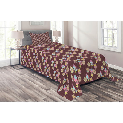 Owl Polyester Dots Coverlet