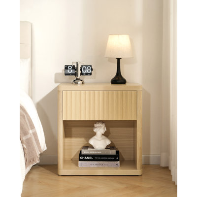 Table de chevet cannelée avec tiroirs, table de chevet en bois avec rangement, table de chevet pour chambre à coucher, salon, tables de bout avec canapé	