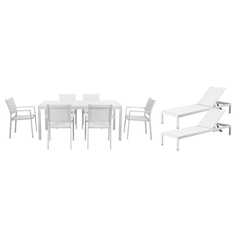 Aynura Rectangular 8 - Person 71'' Long Dining Set, White
