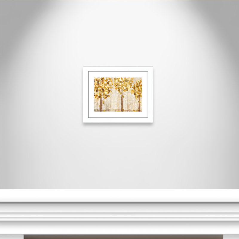 Automne doré - peinture encadrée, Blanc mat, H 16,5 po x l 20,5 po x P 1,25 po