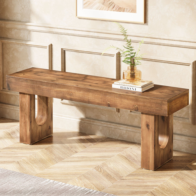 Banc de 47 po en bois massif pour hall d'entrée, banc à chaussures de style campagnard, banc de siège de couloir étroit