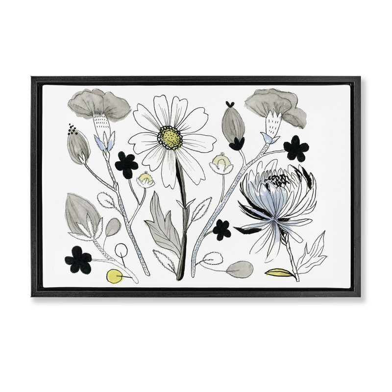 Cadre flottant simple à brins naturels dessinés par Ashley Davis, Cadre flottant noir de jais, H 17 po x l 25 po