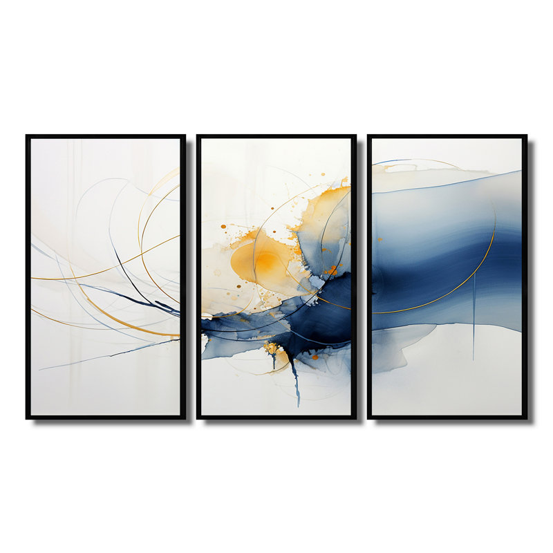 Ensemble de salon Crismatt - encre liquide, Cadre flottant noir, H 40 po x l 60 po x P 1 po