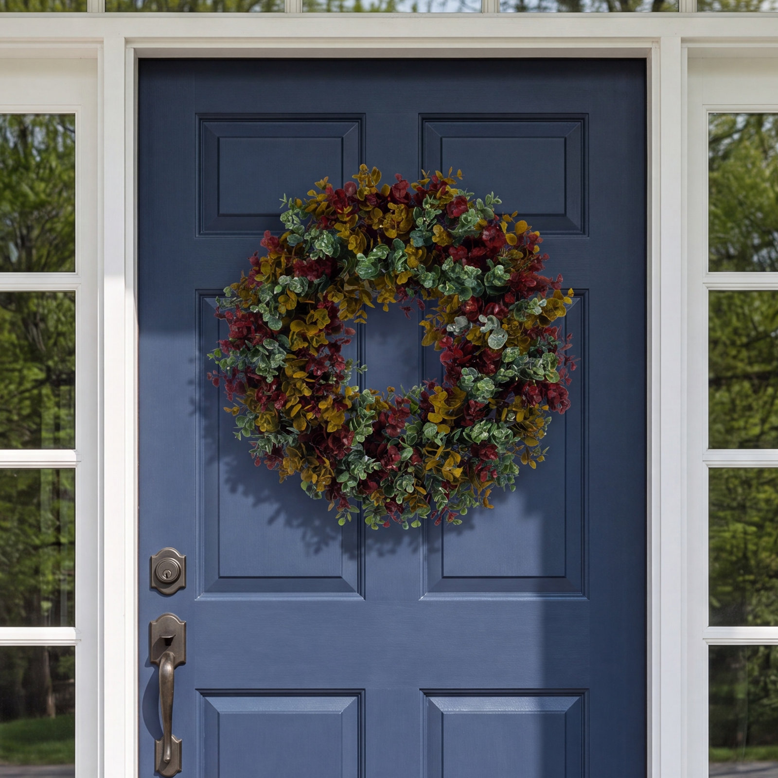 18'' Faux Eucalyptus Plastic Wreath