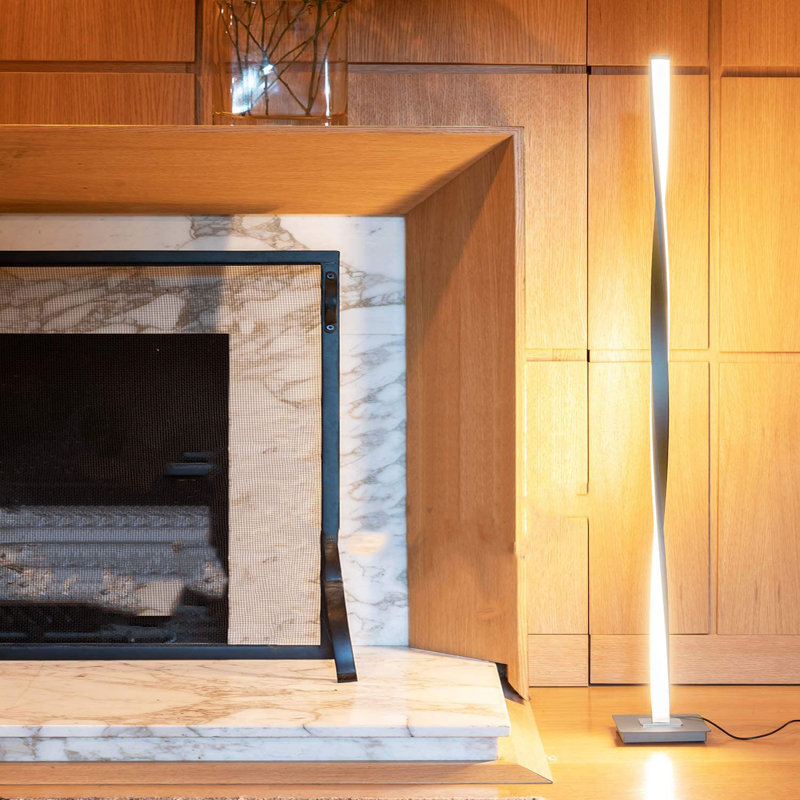 48 Inch Helix Modern Built In LED Floor Standing Lamp, Silver