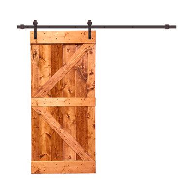 Porte de grange en panneau de bois et métal peint avec ensemble de quincaillerie d’installation