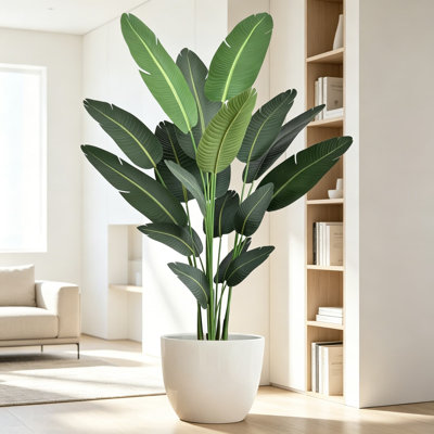 7Ft Artificial Bird Of Paradise Tree (84In) Tall Faux Plant With 19 Realistic Trunks, Large Tropical Potted Silk Tree For Home Office Indoor Decor, Green