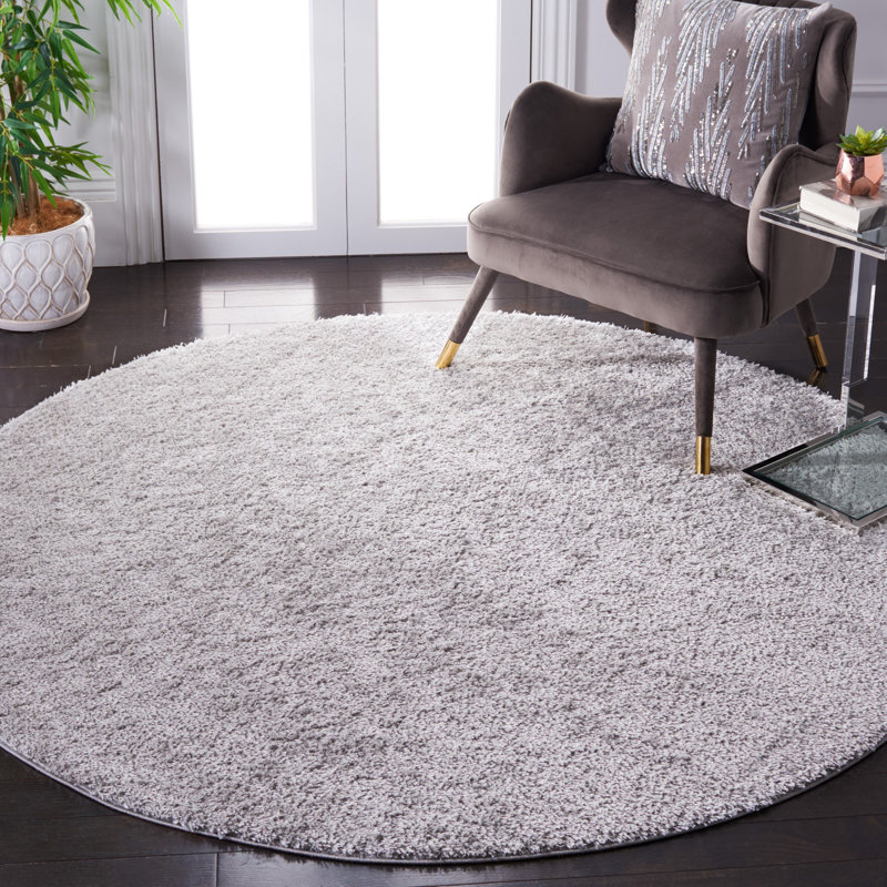Tapis gris clair Nabu, Rond 6 pi 7 po