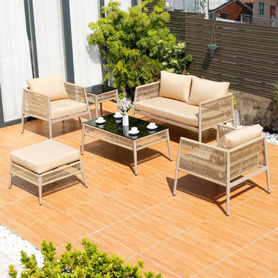 Nereyda Waterproof outdoor rattan sofa with sun protection