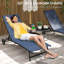 Chaise longue de jardin bleu foncé avec roulettes, 5 positions réglables pour la terrasse, la plage, les roulettes de plage de piscine et 2 pièces