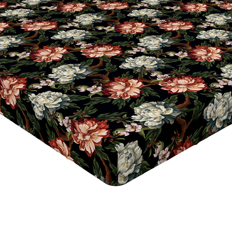 Drap-housse Ambesonne, Rose pâle, gris anthracite, gris / floral, Drap-housse de taille très grand