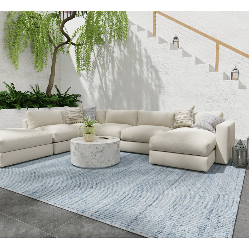 Cramlington Hand Woven Area Rug, Rectangle 9' x 12', Dark Blue