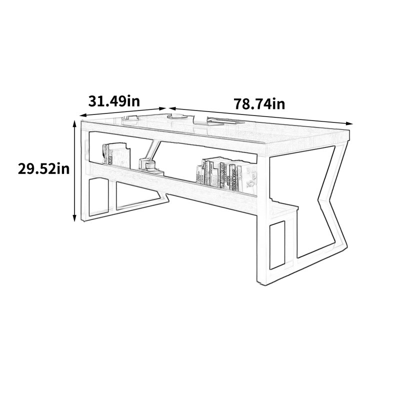 Bureau élégant et tendance, H 29,52 po x l 78,74 po x P 31,49 po