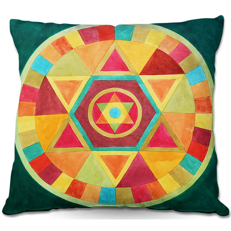 Coussin décoratif canapé mandala ii a, 18 po x 18 po, Rouge / rose / bleu