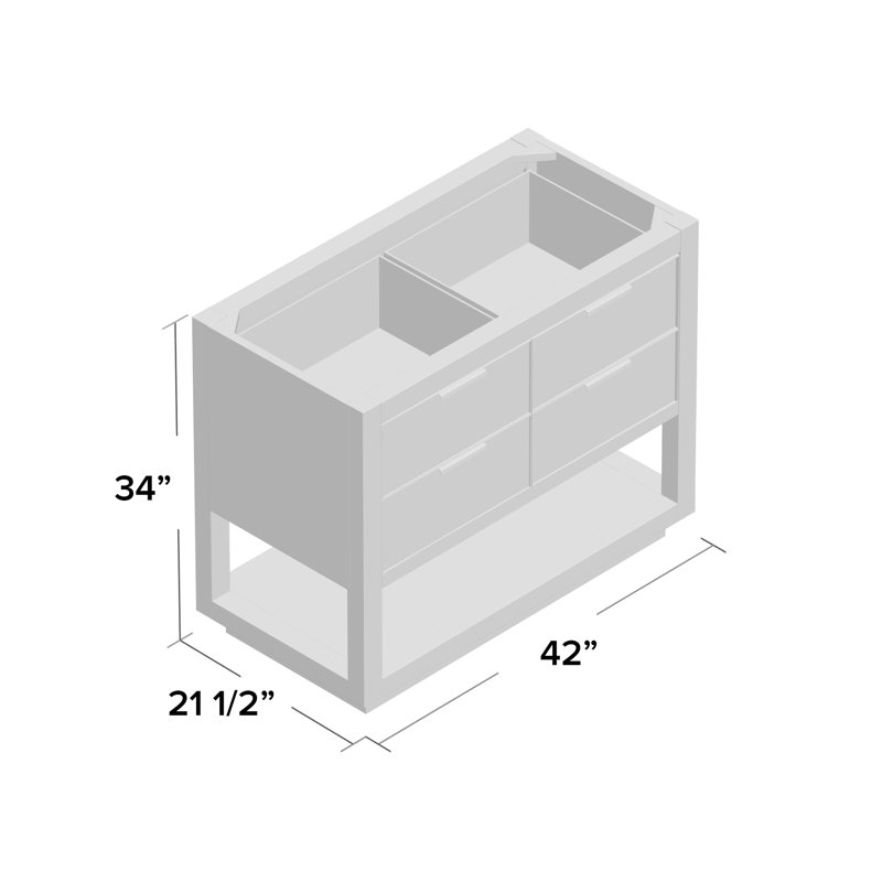 Allie 42'' W Single Bathroom Vanity Base, White/Matte Gold