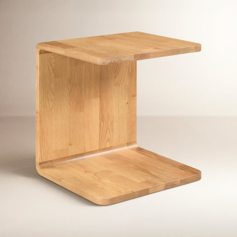 Table d'appoint en bois massif Carrie, Naturel