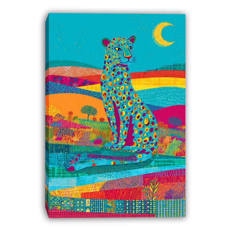 «Neon Leopard Dreams», art mural sur toile, H 16 po x l 12 po x P 1 po