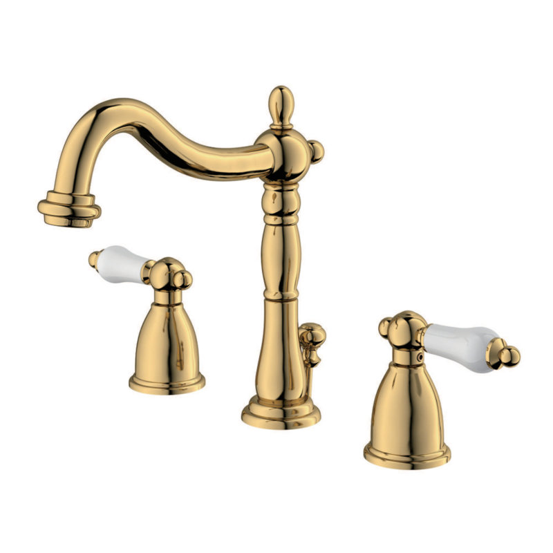 Robinet de salle de bain espacé avec ensemble de bonde Heritage, Laiton poli